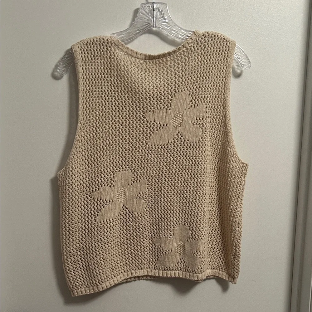 By Together Cream Sleeveless  Crochet Sweater - Picture 3 of 3